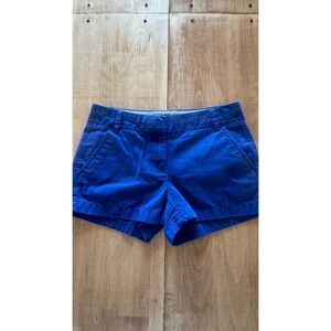 J.Crew Womens Chino Shorts Royal Blue Cotton Size 0 3 Inch Inseam Casual Preppy